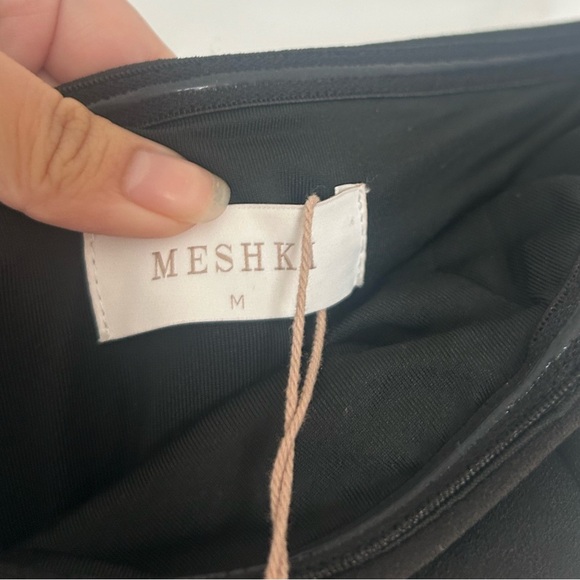 Meshki Rachel Crepe Bandeau Thigh Split Mini Dress - Black size medium NWT - Picture 7 of 11